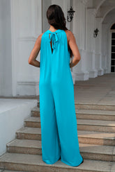 Double Take Full Size Tie Back Cutout Sleeveless Jumpsuit OutfitFlow